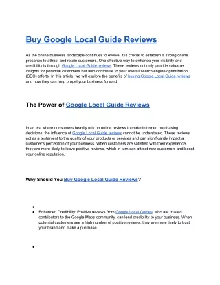 Buy Google Local Guide Reviews