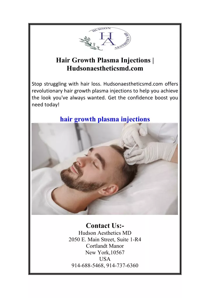 hair growth plasma injections hudsonaestheticsmd