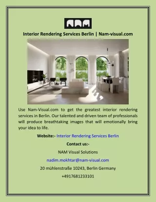 Interior Rendering Services Berlin  Nam-visual