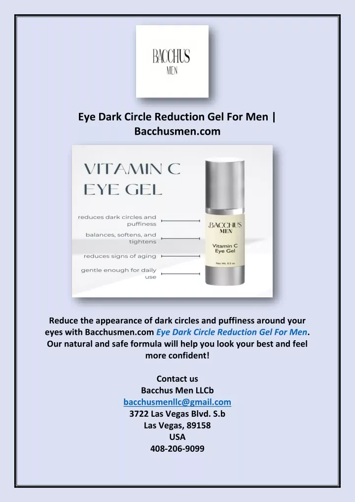 eye dark circle reduction gel for men bacchusmen