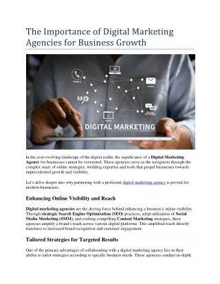 The Importance of Digital Marketing Agencies for Business Growth