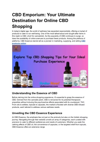 CBD Emporium_ Your Ultimate Destination for Online CBD Shopping