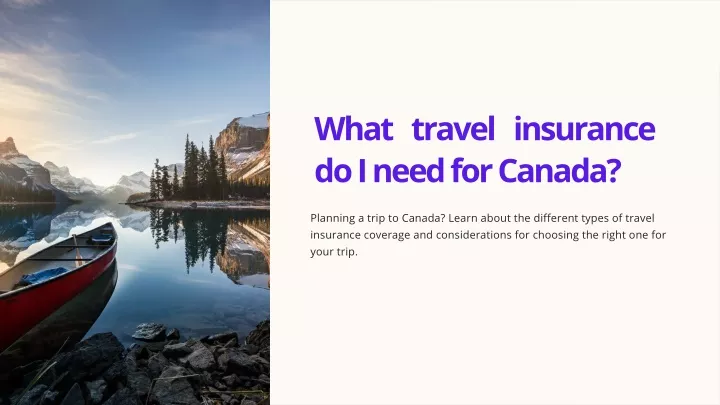 what travel insurance do i need for canada