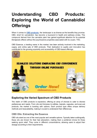 Understanding CBD Products_ Exploring the World of Cannabidiol Offerings