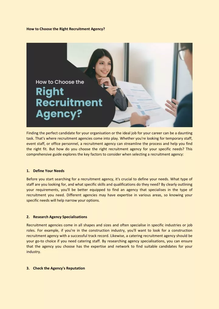 how to choose the right recruitment agency