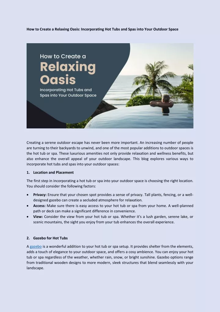 how to create a relaxing oasis incorporating