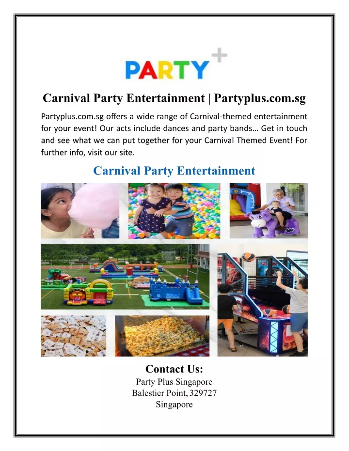 carnival party entertainment partyplus com sg