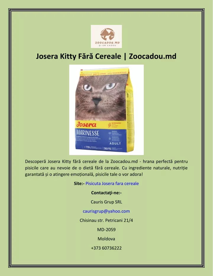 josera kitty f r cereale zoocadou md