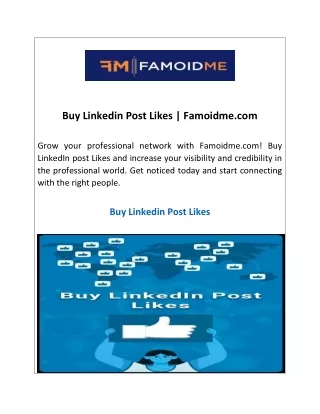 Buy Linkedin Post Likes  Famoidme