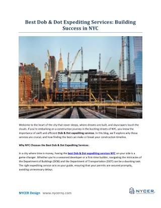 BEST DOB & DOT EXPEDITING SERVICES: BUILDING SUCCESS IN NYC