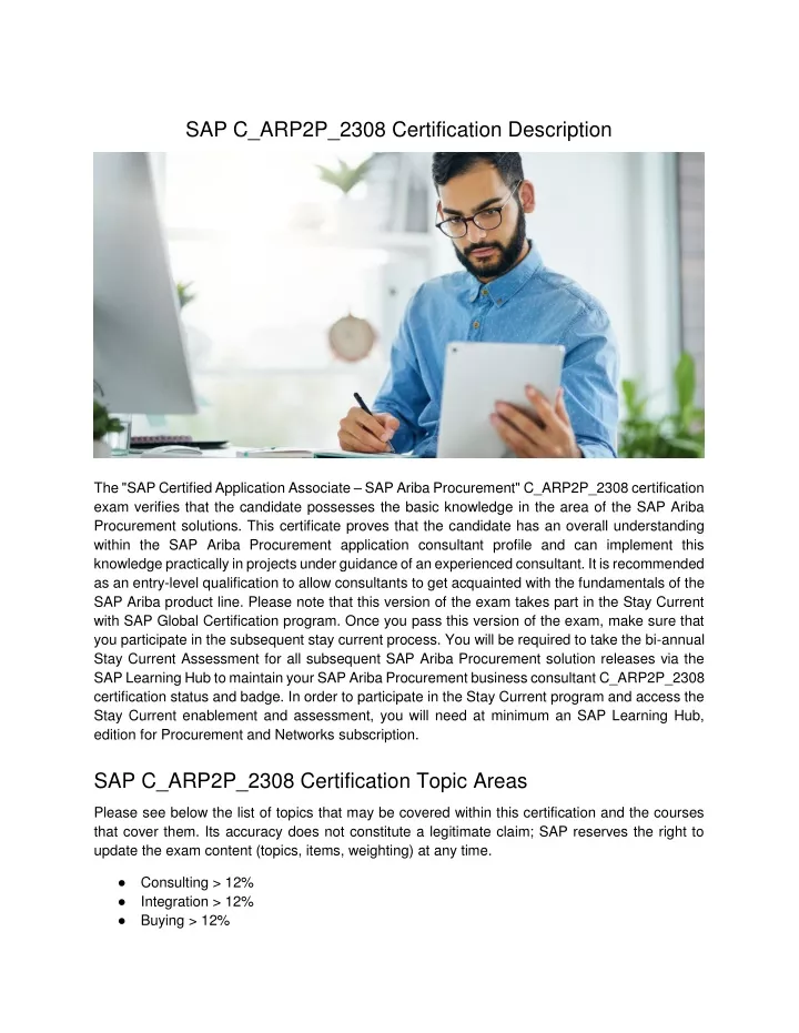 sap c arp2p 2308 certification description