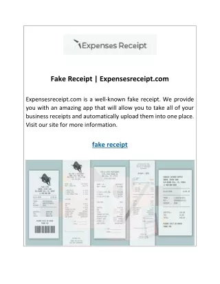Fake Receipt  Expensesreceipt
