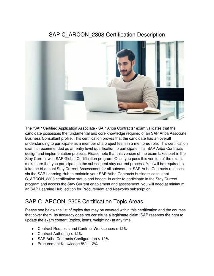 sap c arcon 2308 certification description