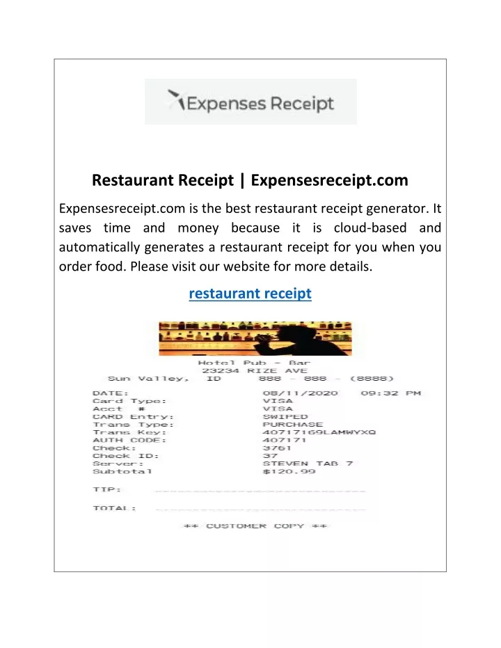 restaurant receipt expensesreceipt com