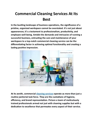 Commercial Cleaning Services At Its Best