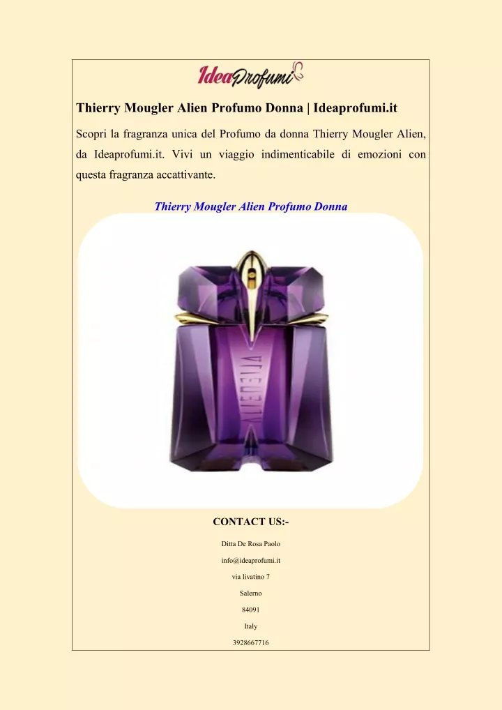 thierry mougler alien profumo donna ideaprofumi it