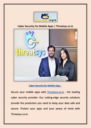 Cyber Security For Mobile Apps | Threatsys.co.in