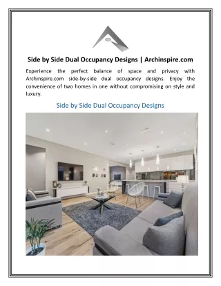 Side by Side Dual Occupancy Designs  Archinspire