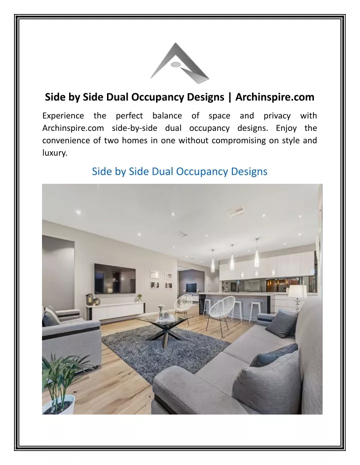 side by side dual occupancy designs archinspire