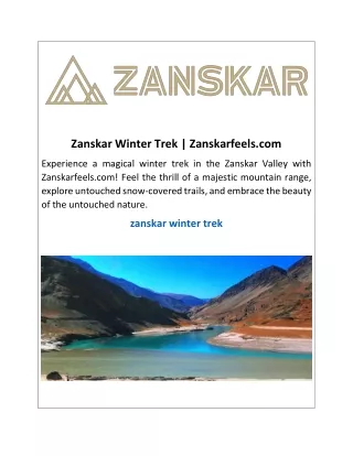 Zanskar Winter Trek Zanskarfeels