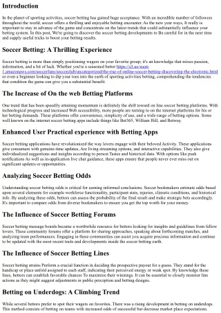 Soccer Betting Developments to Be careful for in the subsequent Time