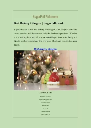 Best Bakery Glasgow  Sugarfall.co.uk
