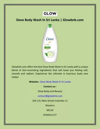 Dove Body Wash In Sri Lanka  Glowbnb