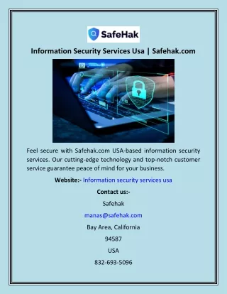 Information Security Services Usa  Safehak