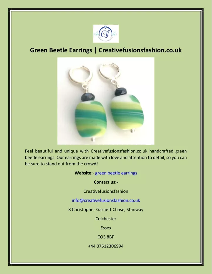 green beetle earrings creativefusionsfashion co uk