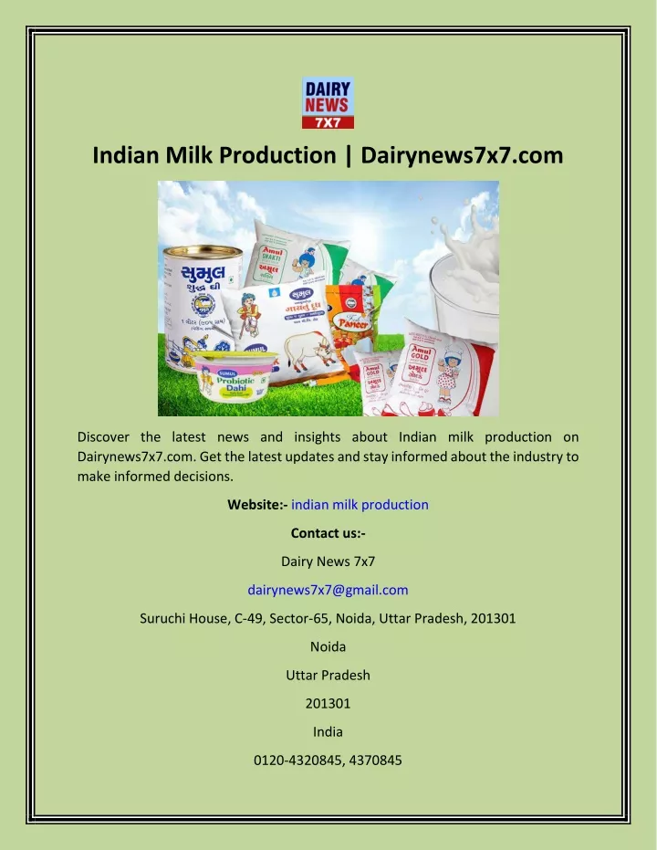 indian milk production dairynews7x7 com