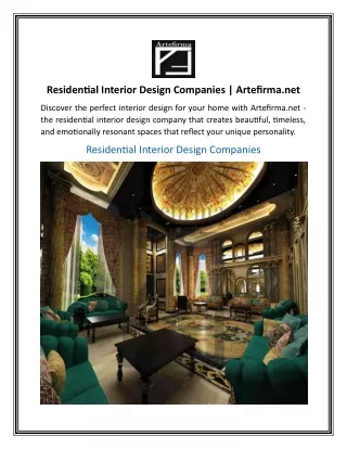 Residential Interior Design Companies  Artefirma.net