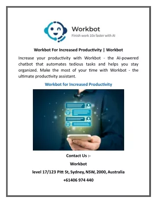 Workbot For Increased Productivity   Workbot