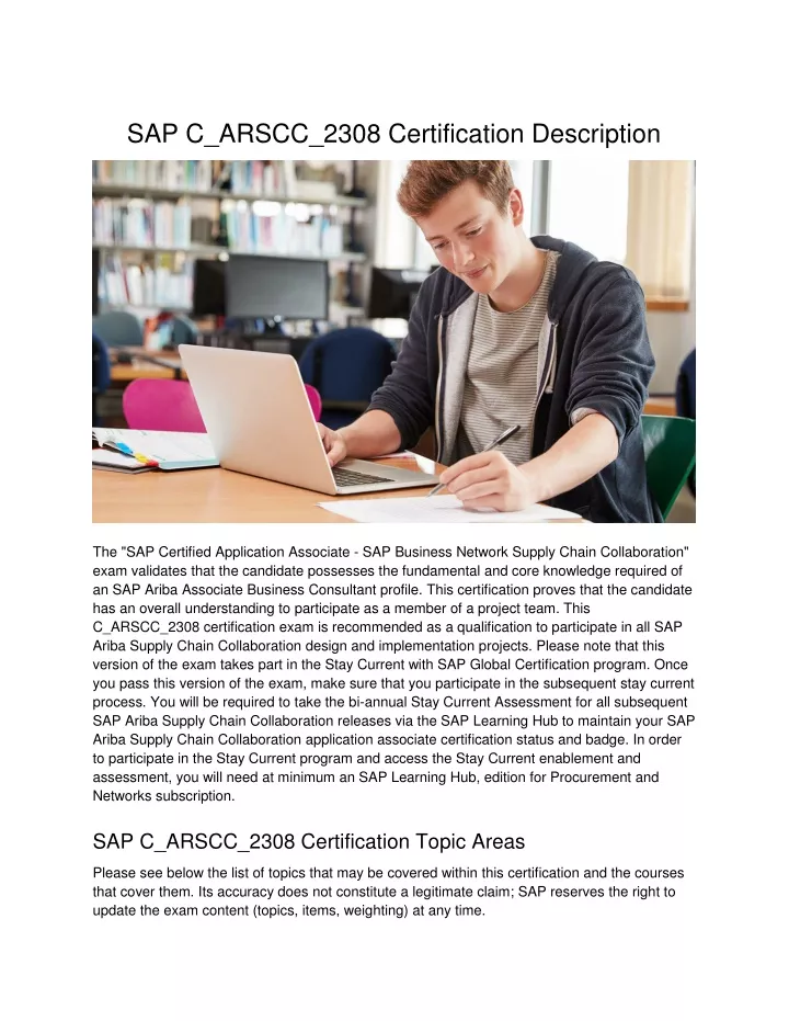 sap c arscc 2308 certification description