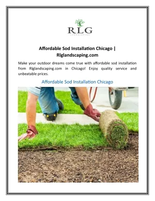 Affordable Sod Installation Chicago  Rlglandscaping