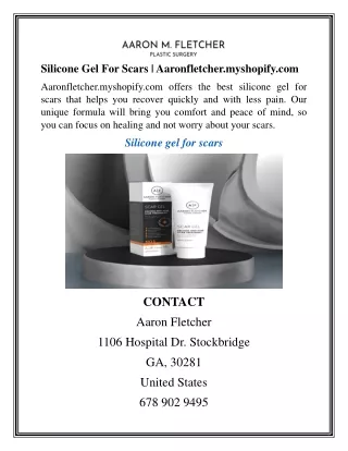 Silicone Gel For Scars  Aaronfletcher.myshopify