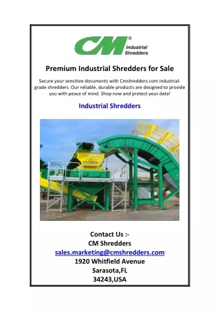 Premium Industrial Shredders for Sale