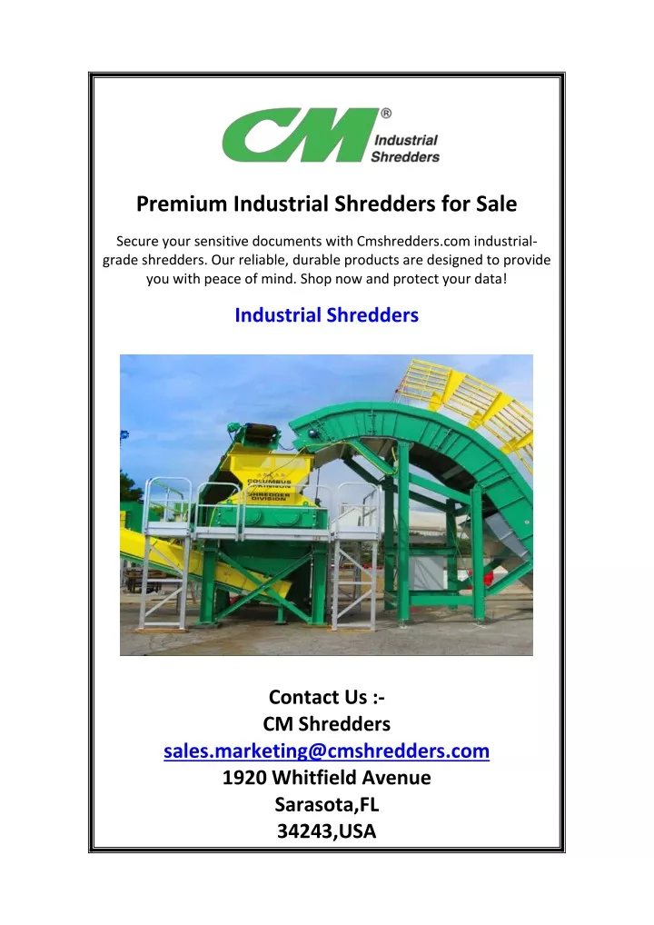 premium industrial shredders for sale