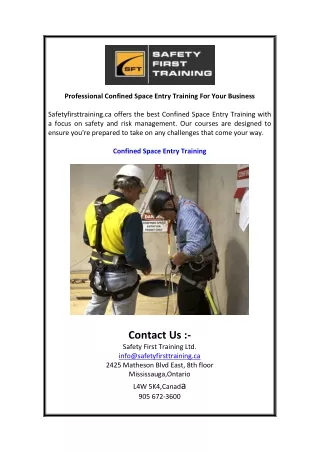 Professional Confined Space Entry Training For Your Business