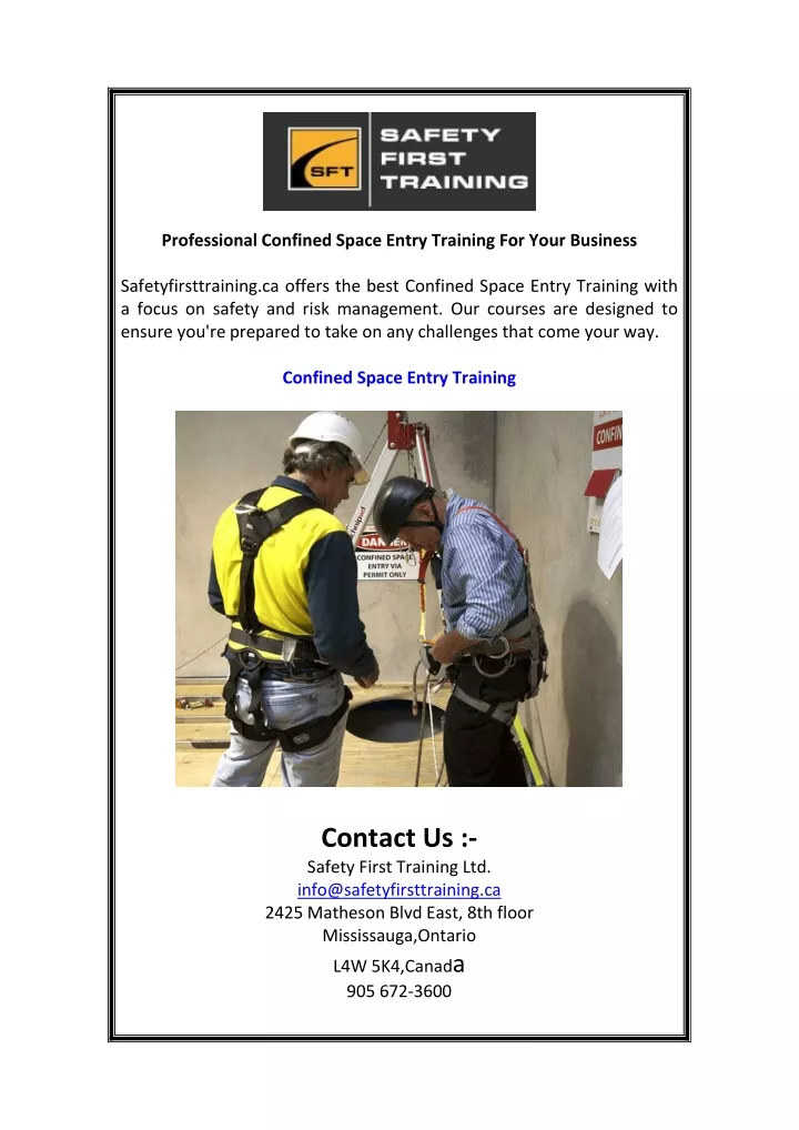 professional confined space entry training