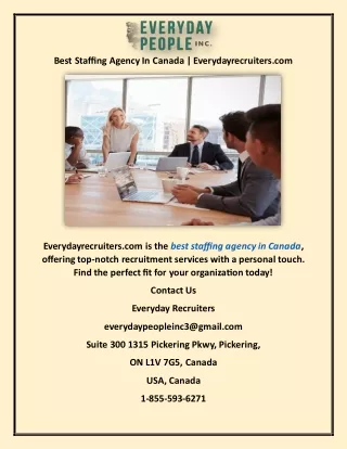 Best Staffing Agency In Canada | Everydayrecruiters.com