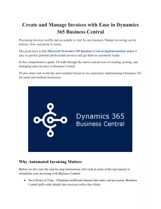 create and manage invoices with ease in dynamics
