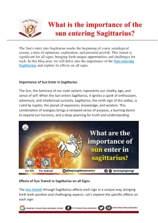 What is the importance of the sun entering Sagittarius