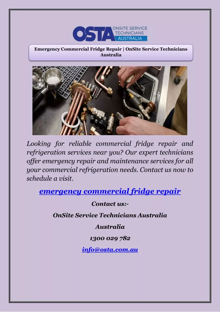 emergency commercial fridge repair onsite service