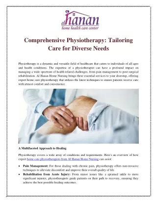 Comprehensive Physiotherapy Tailoring Care for Diverse Needs