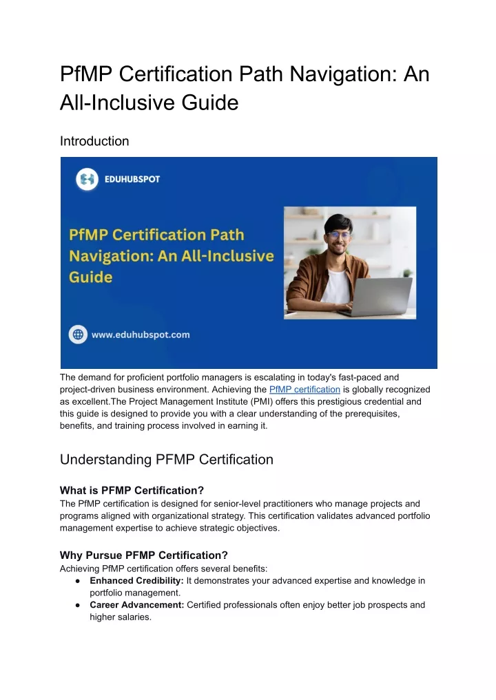 pfmp certification path navigation