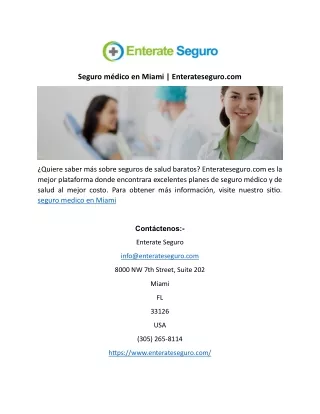 Seguro médico de Miami Florida | Enterateseguro.com