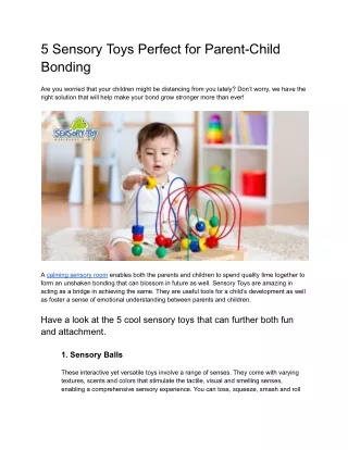 5 Sensory Toys Perfect for Parent-Child Bonding