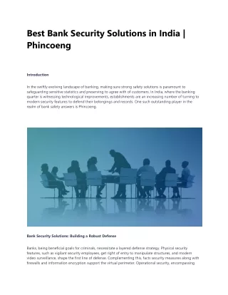 Best Bank Security Solutions in India |PhincoEng