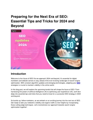 Preparing for the Next Era of SEO Essential Tips and Tricks for 2024 and Beyond