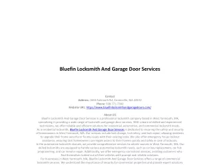 Bluefin Locksmith And Garage Door Services